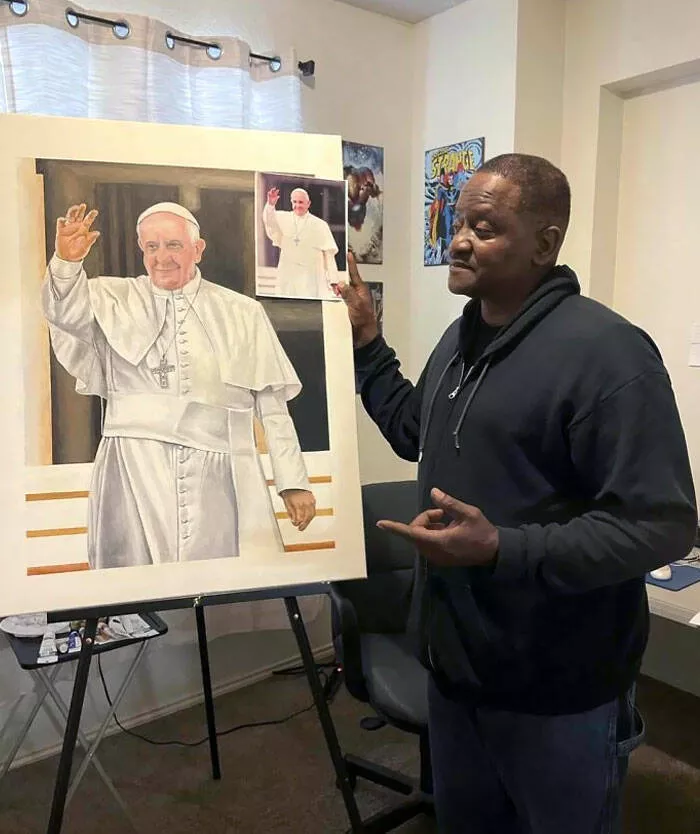 Moments touchants avec papy qui prouvent quils sont les meilleurs - #16 Cette peinture du pape réalisée par mon grand-père