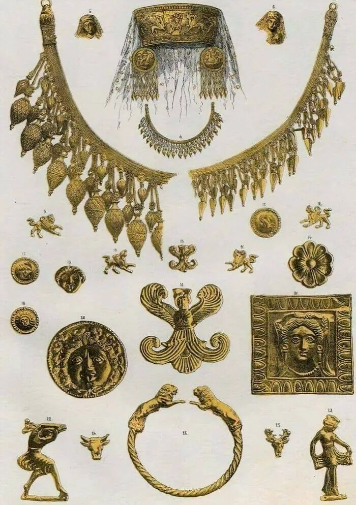 Timeless ancient wonders that continue to astonish - #23 Jewelry of a Scythian queen, discovered in the Chertomlyk barrow near Nikopol, Ukraine
