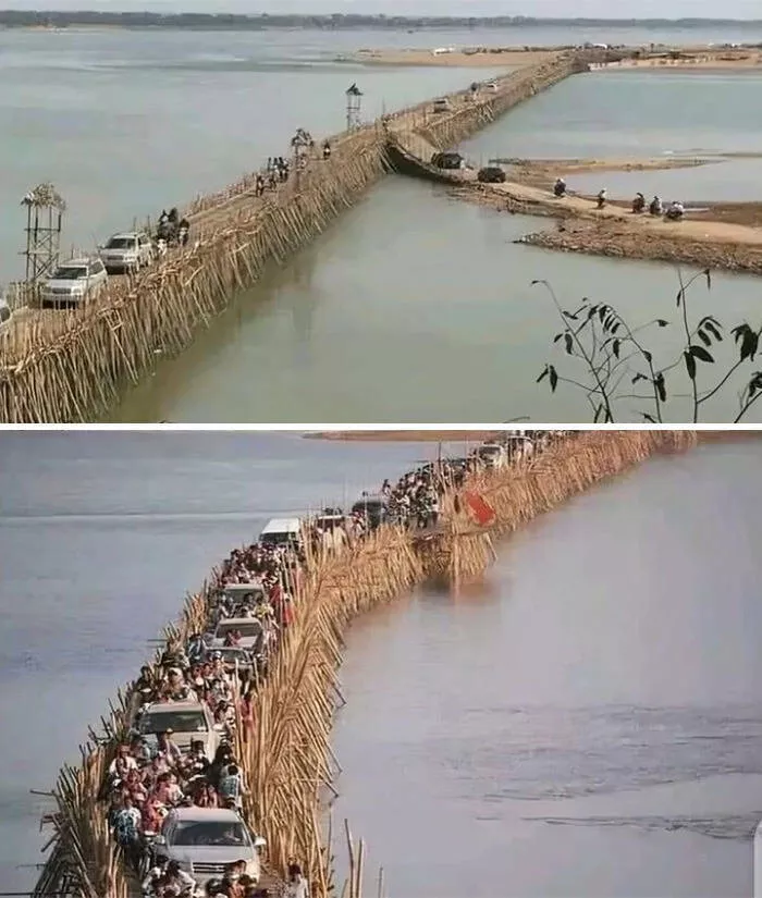 Merveilles anciennes qui nous emerveillent encore aujourdhui - #28 Niché au cœur du Cambodge, le pont en bambou de Ko Paen est un témoignage de l'ingéniosité humaine et des propriétés remarquables du bambou