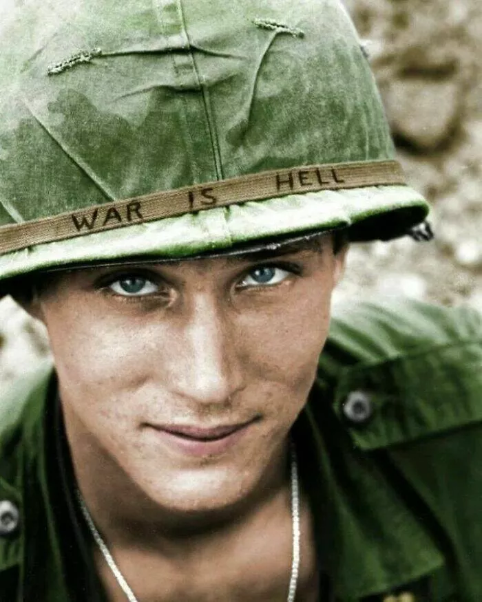 Unveiling hidden histories rare photos that tell untold stories - #12 An American soldier wearing a hand-lettered 
