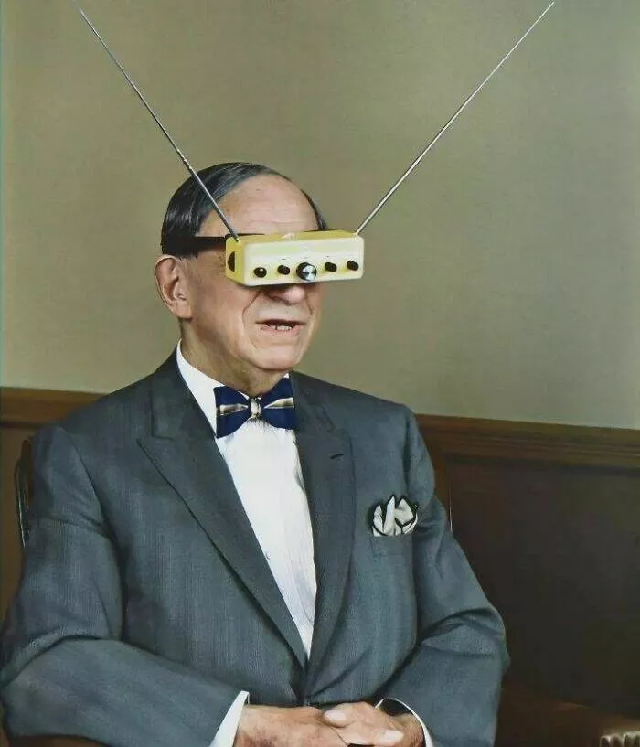 Unveiling hidden histories rare photos that tell untold stories - #32 Hugo Gernsback Is An Inventor Of Tele-Glasses Television-Glasses. VR Technologies Of 20th Century