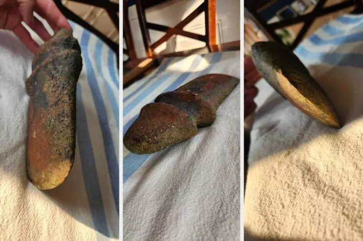Strange objects solved by internet sleuths - #5 This hefty stone found at the bottom of a lake in Northern Maine: