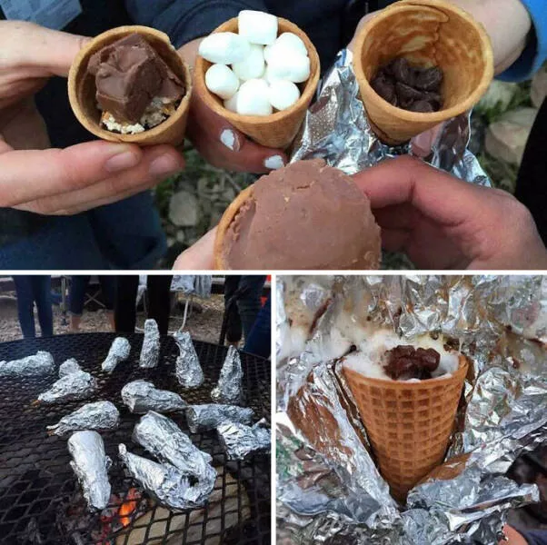 Savory and ingenious food hacks everyones raving about - #10 For easy s'mores, make them in ice cream cones