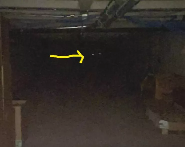 Chilling photos that will haunt your dreams - #12 Basement Photo Detail - Adjusted brightness and zoom on the basement photo to show a possibly unsettling figure staring back. Chilling photos that will haunt your dreams - #12 Basement Photo Detail - Adjusted brightness and zoom on the basement photo to show a possibly unsettling figure staring back.