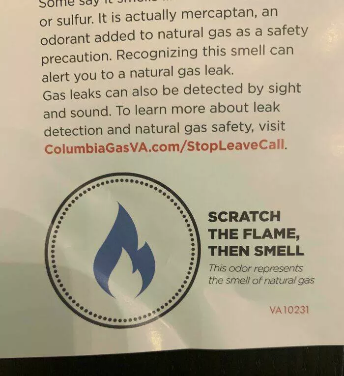 Flawless design moments that went viral - #33 Gas bill with a scratch-and-sniff scent of natural gas - My gas bill came with a scratch-and-sniff section that smells like natural gas.