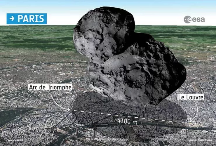 Images epoustouflantes de lespace qui vous couperont le souffle - #10 Voici la taille d'une comète de taille moyenne comparée à la ville de Paris : Images epoustouflantes de lespace qui vous couperont le souffle - #10 Voici la taille d'une comète de taille moyenne comparée à la ville de Paris :