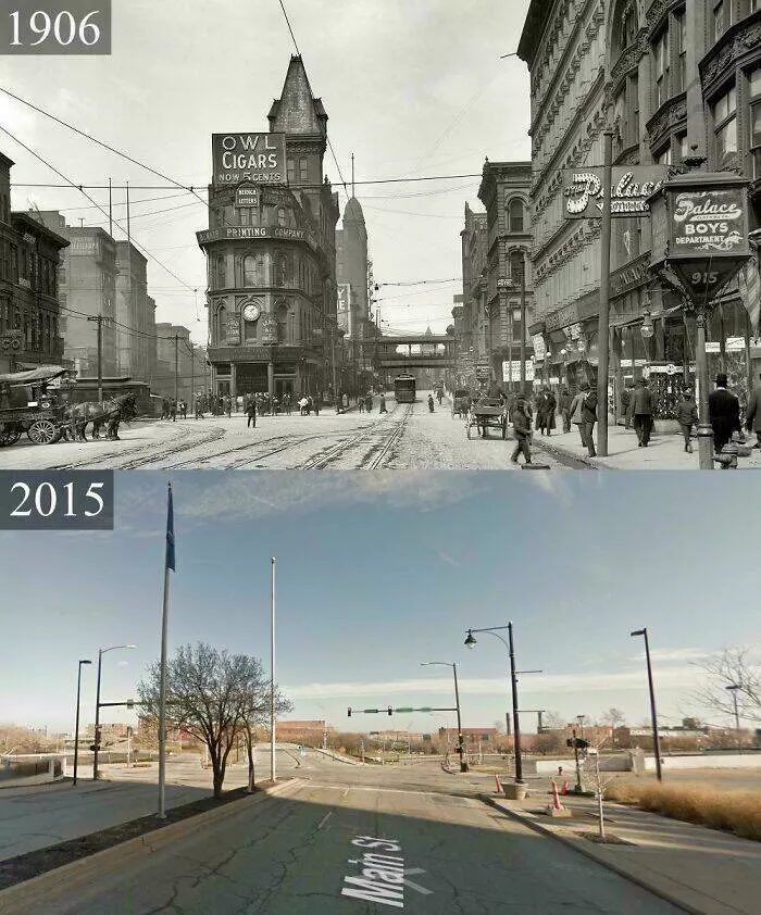 Paysages urbains dystopiques etonnamment reels - #12 Main et Delaware à Kansas City : Vue locale de la rue