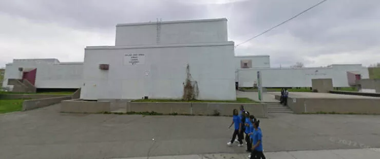 Stunningly real dystopian urban landscapes - #38 Public School in Montreal, Canada: Concrete block with no windows, resembling a federal prison