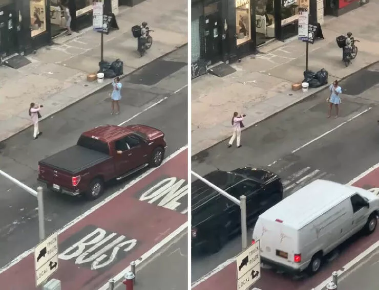 Influencers busted in the act moments they wish you didnt see - #13 If You Block NYC Traffic For An Instagram Pic, I’m Not Saying The Driver Should Hit You, But Maybe A Little Tap Wouldn’t Hurt?