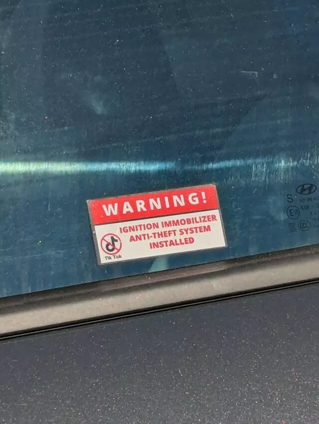 Intriguing photos that will instantly capture your attention - #24 The Hyundai Next To Me Has Stickers Saying ‘Don’t Steal Me’ Because Of TikTok