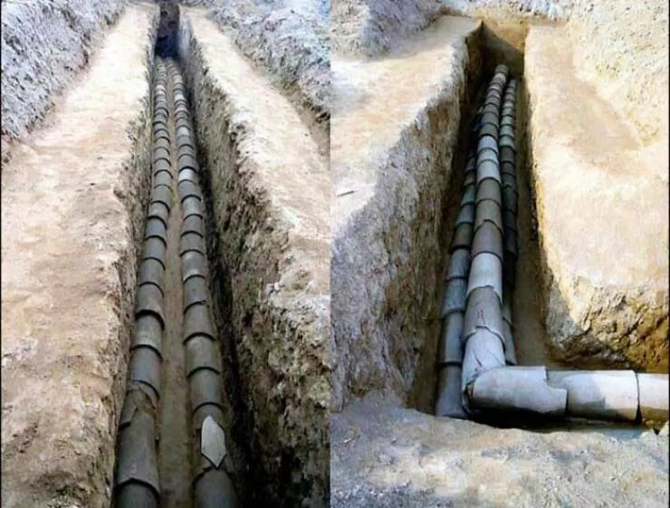 Photos et histoires fascinantes de lhistoire - #19 Des Tuyaux D'eau En Céramique Chinois De 4 000 Ans Ont Été Découverts Sur Le Site Archéologique De Pingliangtai En Chine Centrale