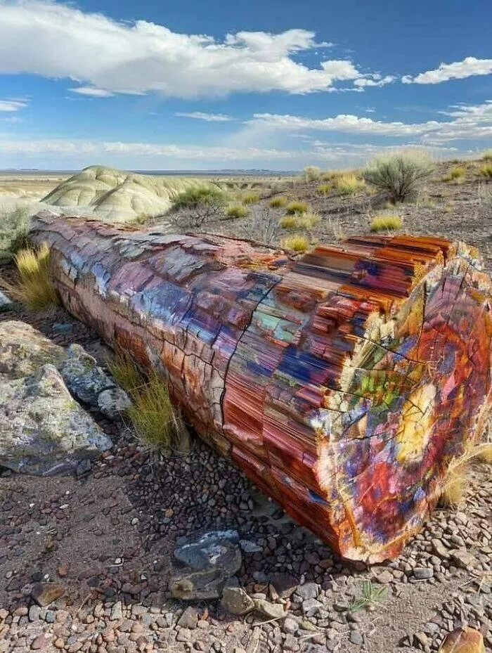 Photos et histoires fascinantes de lhistoire - #26 Le Parc National De La Forêt Pétrifiée En Arizona Est Rempli D'Anciens Arbres Fossilisés Et De Paysages Désertiques Uniques