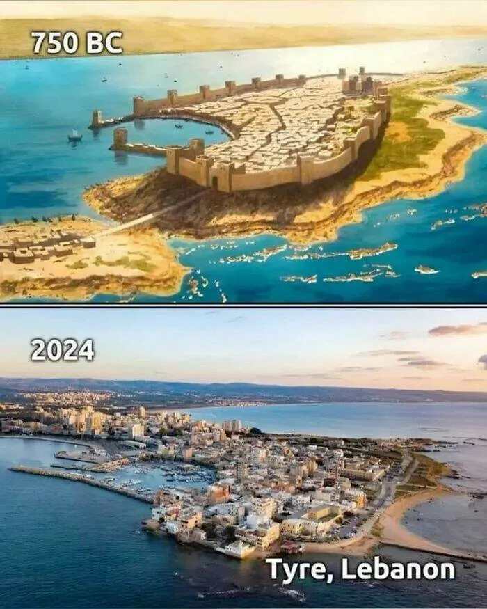 Stunning comparisons of cities through time - #11 Then and Now: Tyre, Among the Oldest Cities Still Inhabited