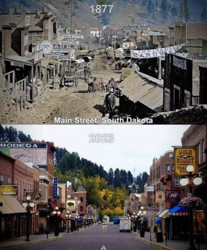 Stunning comparisons of cities through time - #14 Deadwood: A Look at the Past and Present