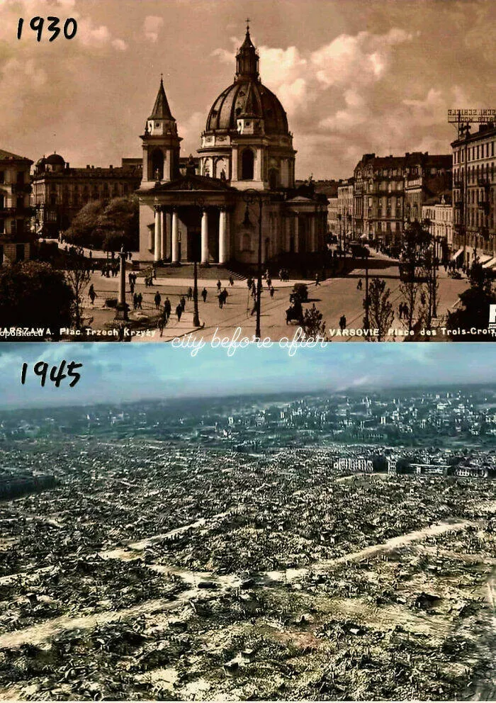 Stunning comparisons of cities through time - #2 Warsaw: Transformation Through Time