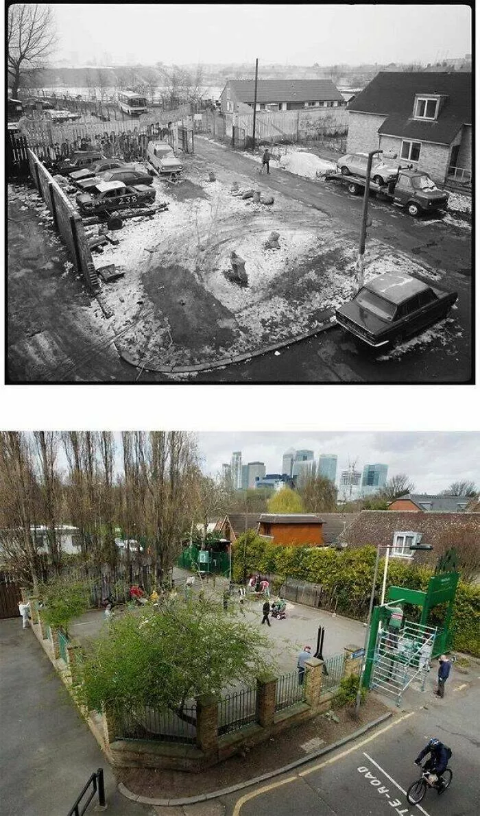 Stunning comparisons of cities through time - #3 Mike Seaborne’s Isle of Dogs, Past and Present