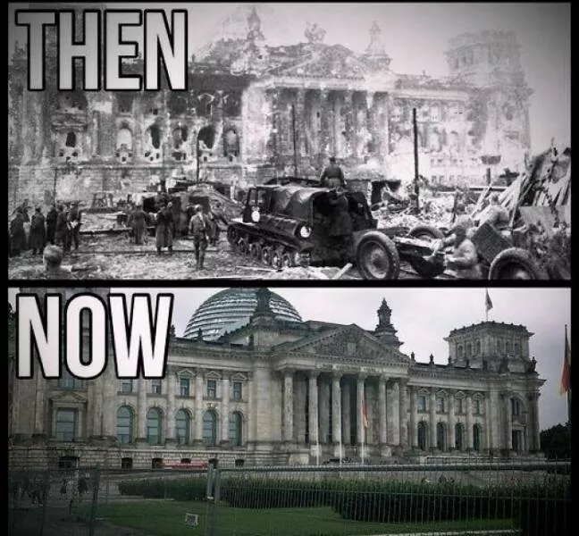 Stunning comparisons of cities through time - #7 Victory Announced! Berlin/Reichstag, 1945