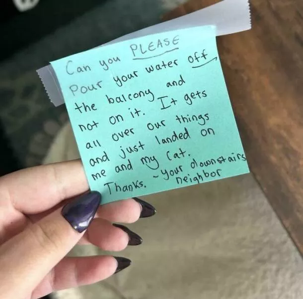 Apartment life struggles hilarious glimpses into shared living woes - #5 Upstairs neighbors are pouring water all over the balcony. Apartment life struggles hilarious glimpses into shared living woes - #5 Upstairs neighbors are pouring water all over the balcony.
