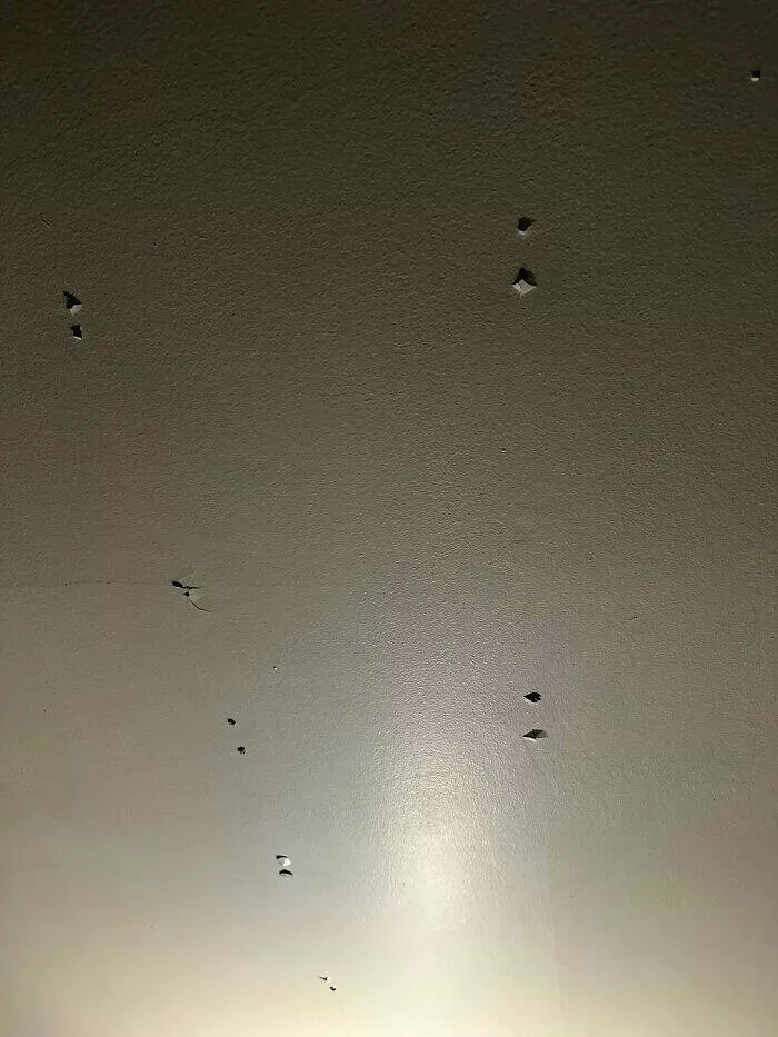 Apartment life struggles hilarious glimpses into shared living woes - #7 My upstairs neighbor dropped something extremely heavy, causing these to pop up through my entire ceiling. Apartment life struggles hilarious glimpses into shared living woes - #7 My upstairs neighbor dropped something extremely heavy, causing these to pop up through my entire ceiling.