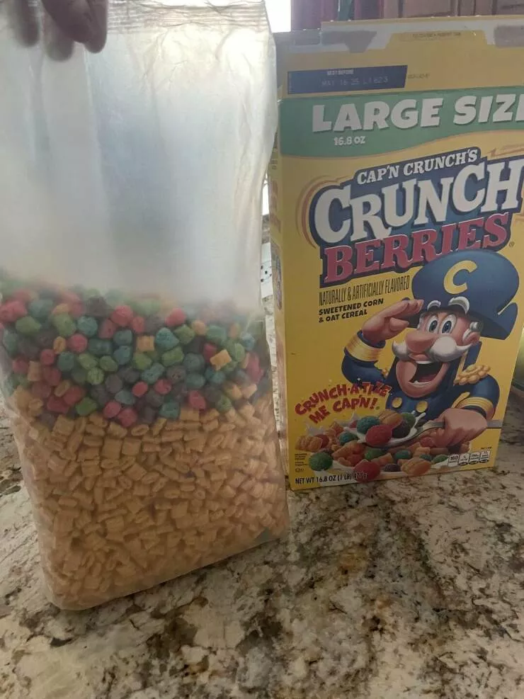 Intriguingly curious photos that ignite your interest - #22 My Captain Crunch bag was not mixed properly.