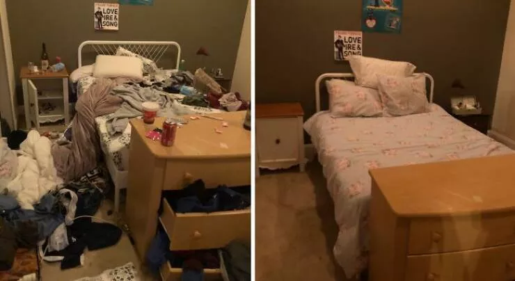 Before and after incredible room transformations from depressing to inspiring 39 pics 1 gif - #17 Cleaned my room for the first time in 6 months. Not a neckbeard, just a depressed teenage girl. Still, it was a mess!