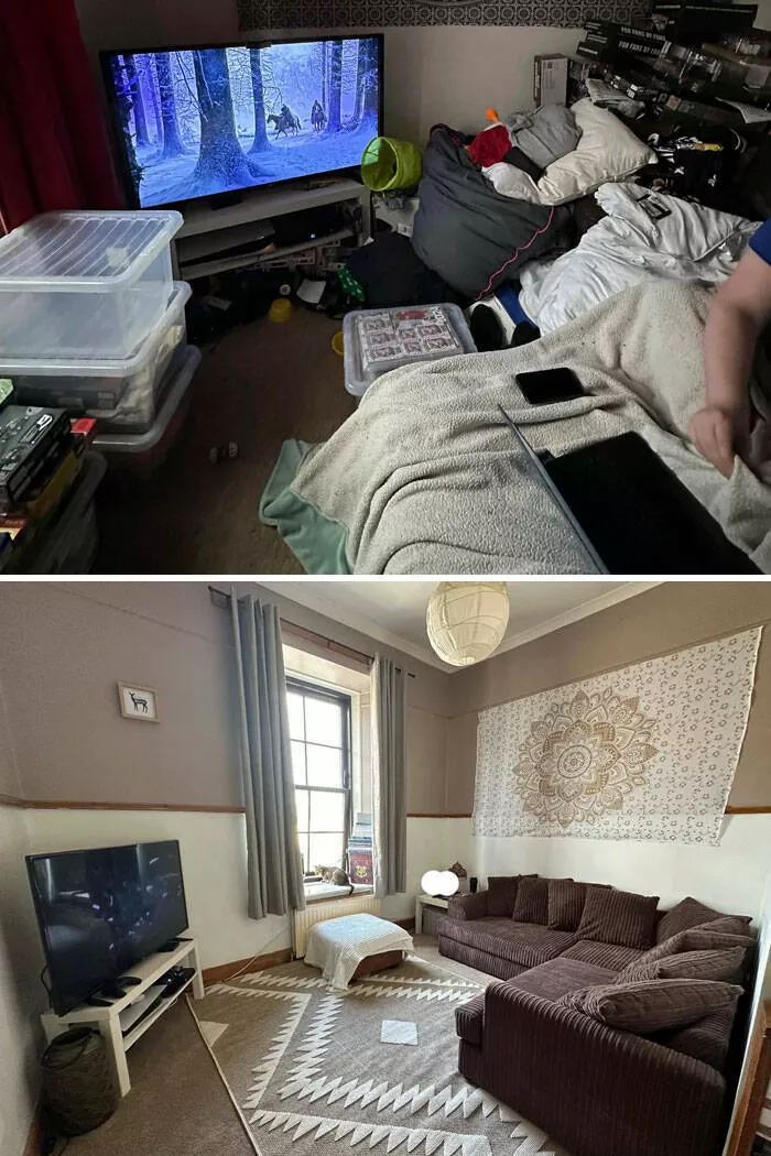 Before and after incredible room transformations from depressing to inspiring 39 pics 1 gif - #18 Cleaning my depression flat after months of being in a bad place.