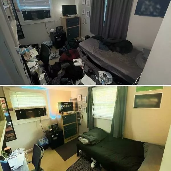Before and after incredible room transformations from depressing to inspiring 39 pics 1 gif - #21 It made me smile coming home to a clean room today. Depression won't win. Before and after incredible room transformations from depressing to inspiring 39 pics 1 gif - #21 It made me smile coming home to a clean room today. Depression won't win.