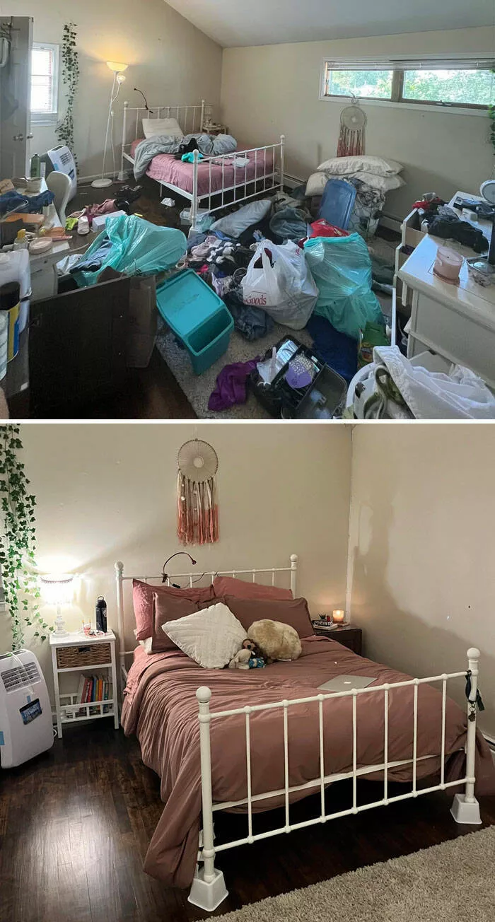 Before and after incredible room transformations from depressing to inspiring 39 pics 1 gif - #8 I cleaned my year-long depression room.
