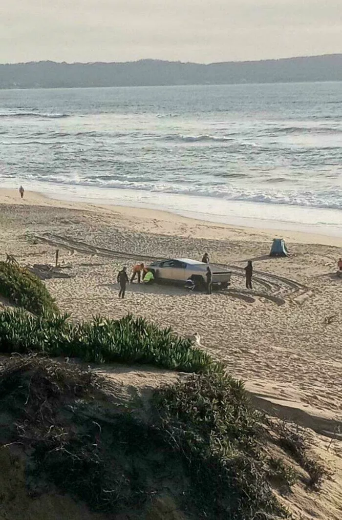Regrettable purchases that are both sad and funny - #20 Cybertruck got stuck on Santa Cruz Beach—not so 