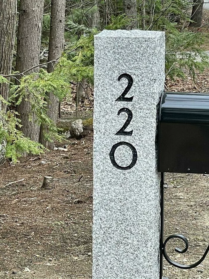 Regrettable purchases that are both sad and funny - #24 My neighbor invested a lot in a granite mailbox post, but they used an O instead of a zero for the street number, and it bothers me every time I pass by