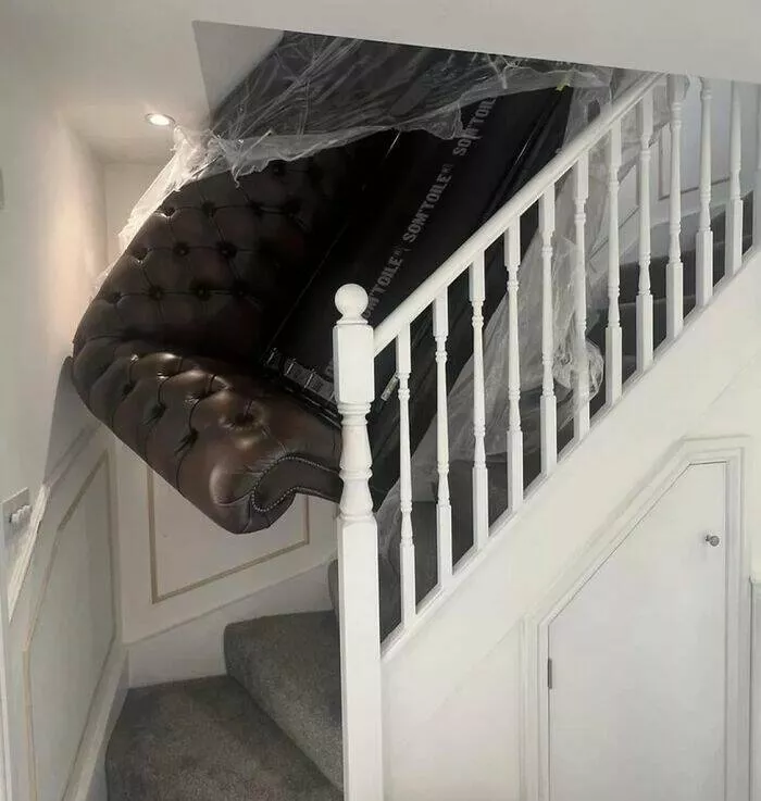 Regrettable purchases that are both sad and funny - #31 Paid for furniture delivery, but it was dropped off at the staircase instead!