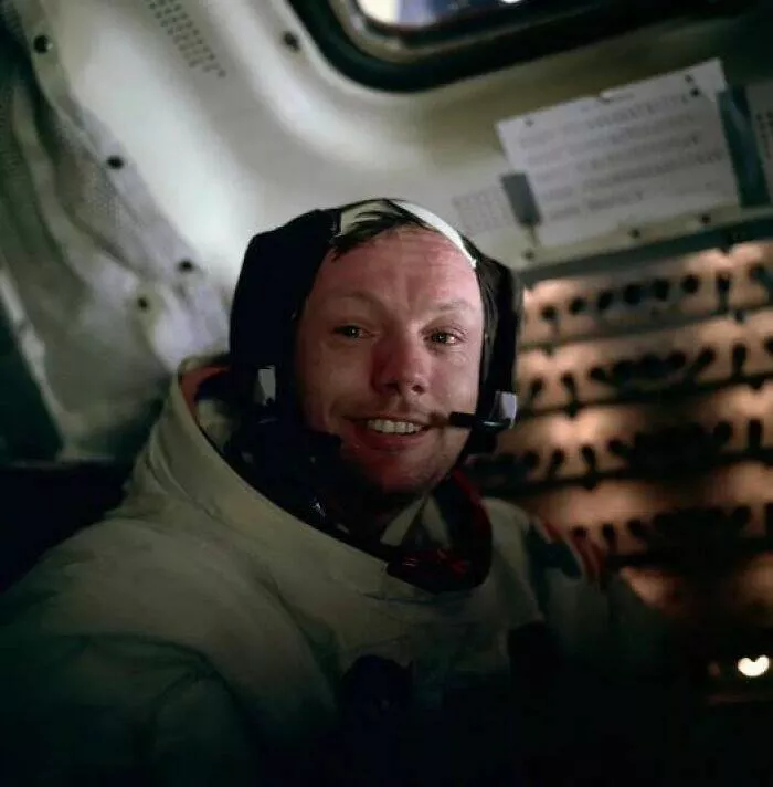 Rare historical photos that reveal fascinating stories - #32 Neil Armstrong captured by Buzz Aldrin after the first moonwalk, July 20, 1969