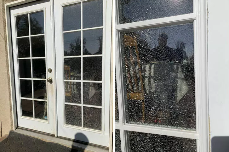 Thanksgiving fails that turned the holiday into a disaster - #26 Someone shot my French door with a BB gun today. Happy Thanksgiving