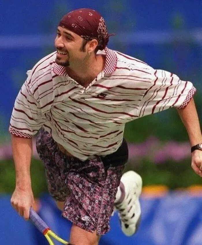 Nostalgic 90s photos that capture the decades unique vibes - #23 Andre Agassi's iconic 90s style on and off the court