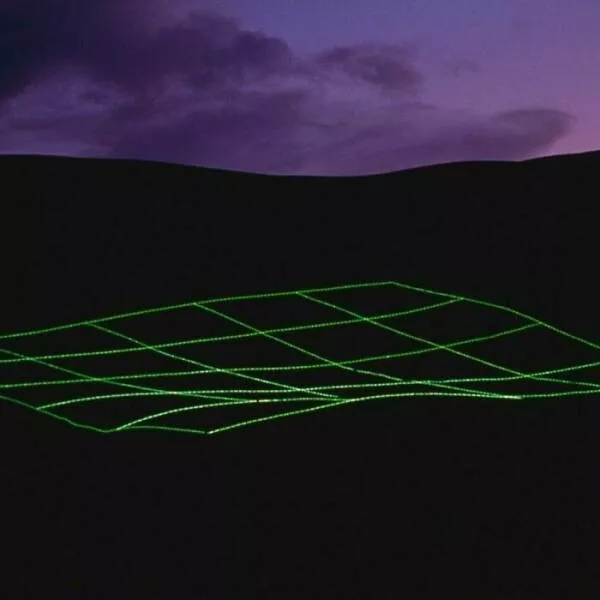 Nostalgic 90s photos that capture the decades unique vibes - #41 Luminous Earth Grid by Stuart Williams, a public art installation visible from a freeway in 1993, seen by millions
