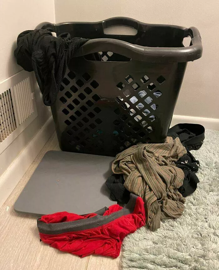 When partners took cluelessness to new heights - #26 Fiancé regularly leaves dirty clothes right next to the hamper