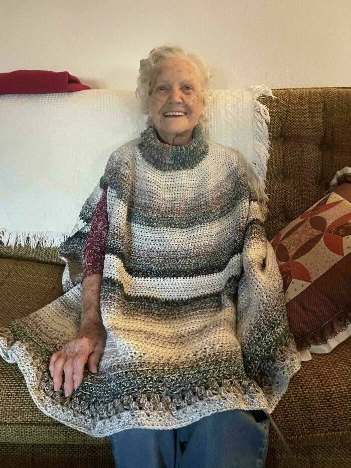Creative diy projects that will inspire your inner maker - #12 Crocheted a poncho for my 100-year-old grandmother—it’s her first ever