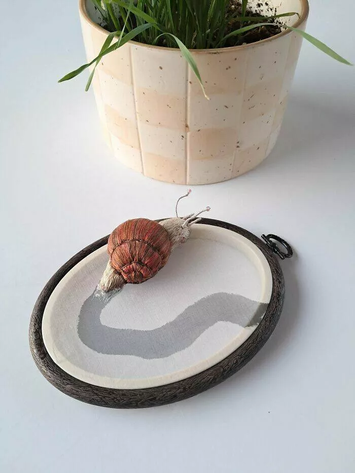 Projets diy creatifs pour reveiller votre ame de createur - #2 Broderie d’un escargot en 3D