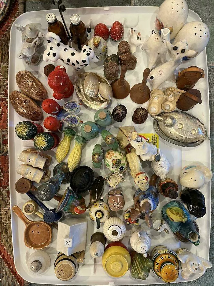 Unique and impressive collections shared by enthusiasts - #38 Inherited a collection of quirky salt and pepper shakers left by the house's previous owner.