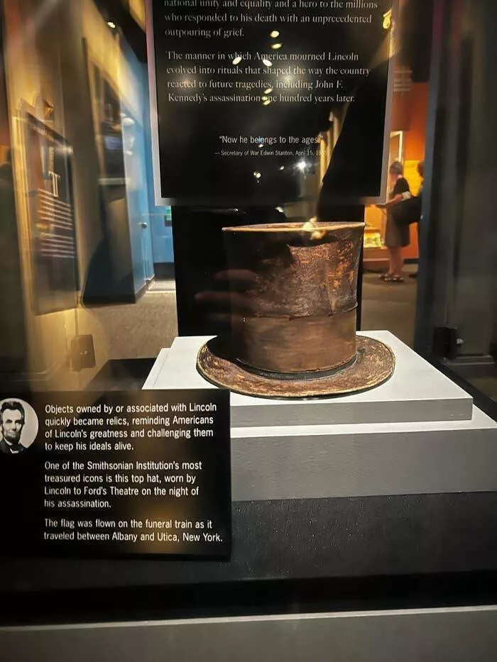 Captivating rare photos worth exploring - #27 Abraham Lincoln's top hat from the night of his assassination