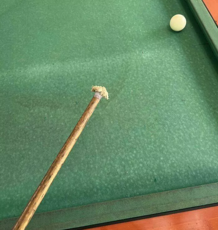 Hilarious moments from married life - #40 A pool cue showing years of use and wear.