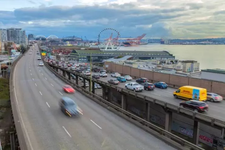 Photos rares et fascinantes a decouvrir - #14 L’Alaskan Way Viaduct à Seattle, démoli en 2019