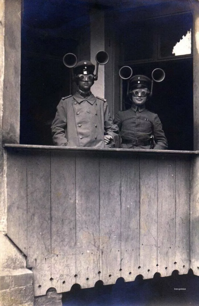 Revolutionary inventions from the past - #40 German Soldiers with Early Sound Locators for Enemy Aircraft, 1917