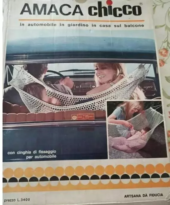 Fascinating historical facts they skipped in class - #29 This ad, also from the '70s, is far more wild to see. Who thought a baby hammock—for a CAR, no less—was a good idea?