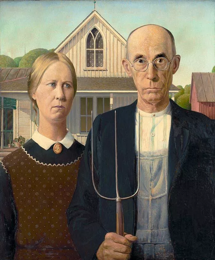 Rarely seen photos of iconic places that will change your perspective - #39 You’ve seen Grant Wood’s American Gothic…