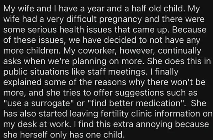 When awful coworkers pushed too far and got put on blast - #15 Coworker Keeps Inserting Herself In My Personal Life