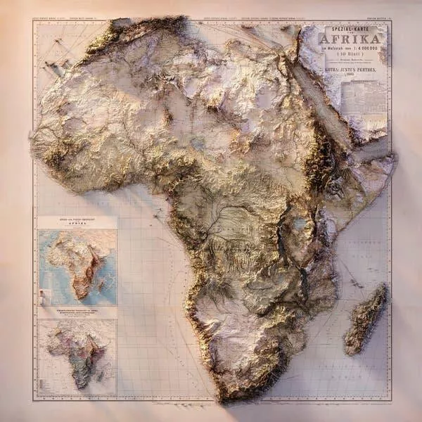 Mind blowing pics that will change how you see the world - #15 Here's a topographic map of Africa, showing off the many mountains within the continent:
