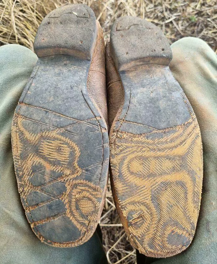 Time leaves its mark on everything - #24 My Boot Soles After Two Years of Daily Farm Work