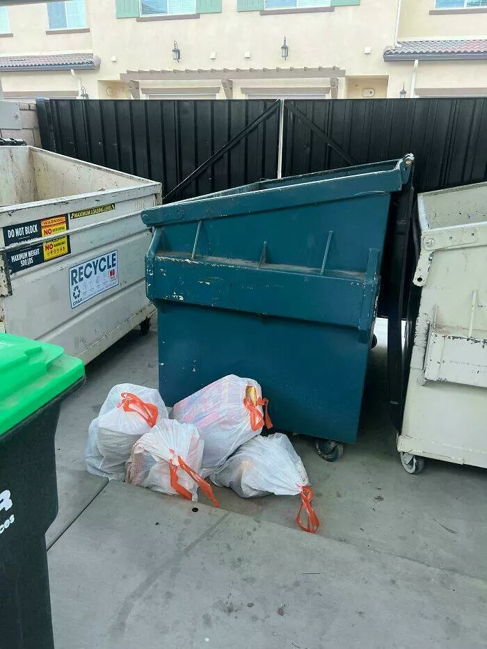 Courtesy a lost art in modern times - #3 Walked All the Way to the Trash Area Just to Leave the Bags Beside the Bin
