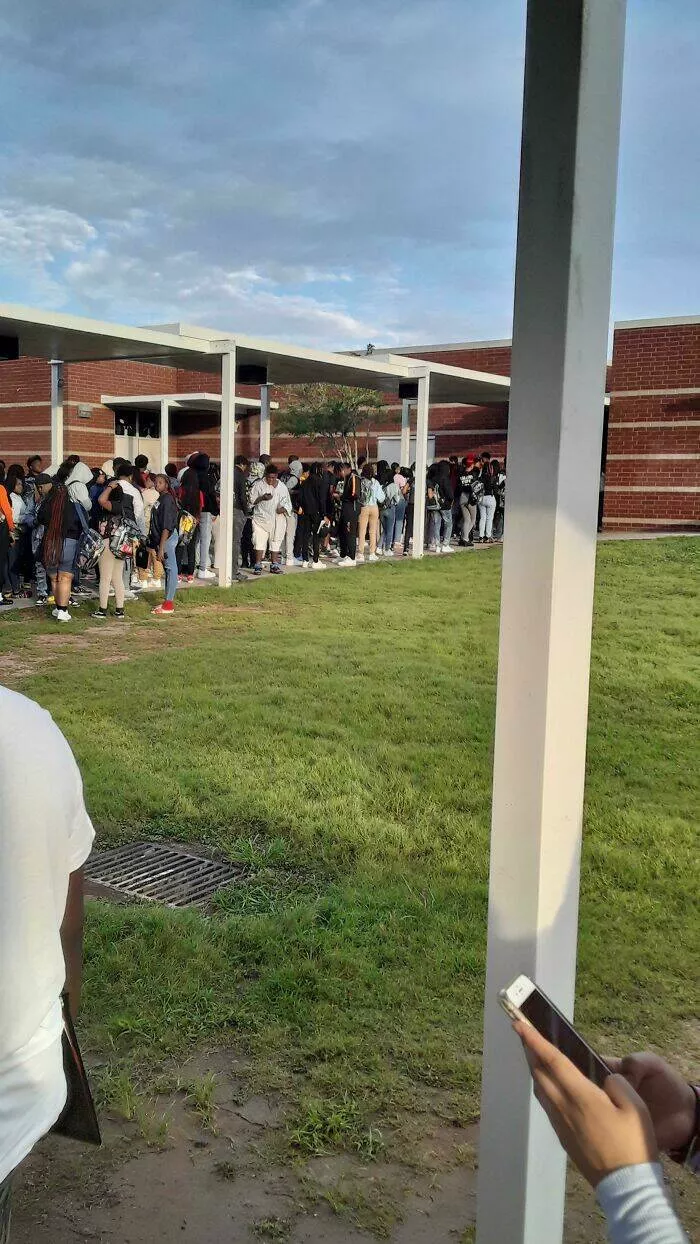 Behind the classroom doors a shocking look at us schools - #7 This Is the Line to Get Our Bags Checked—Almost Everyone Has a Clear Backpack (Mundy Mill)